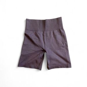 Purple Kimberly Ribbed biker shorts